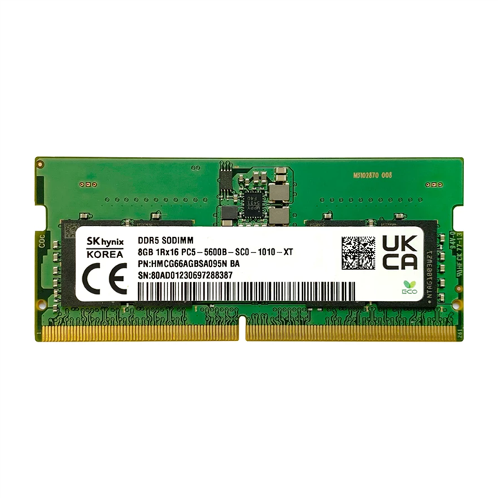 رم لپ تاپ DDR5 تک کاناله 5600 مگاهرتز CL40 اس کی هاینیکس مدل HMCG66AGBSA ظرفیت 8 گیگابایت SK hynix HMCG66AGBSA DDR5 5600MHz 8GB Laptop Memory